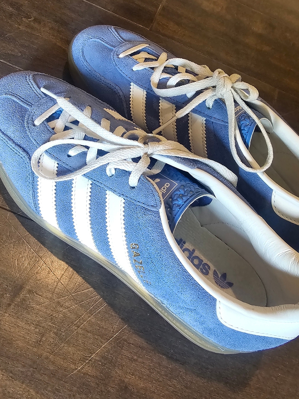 Adidas Gazelle Suede Sneakers in Light Blue and White